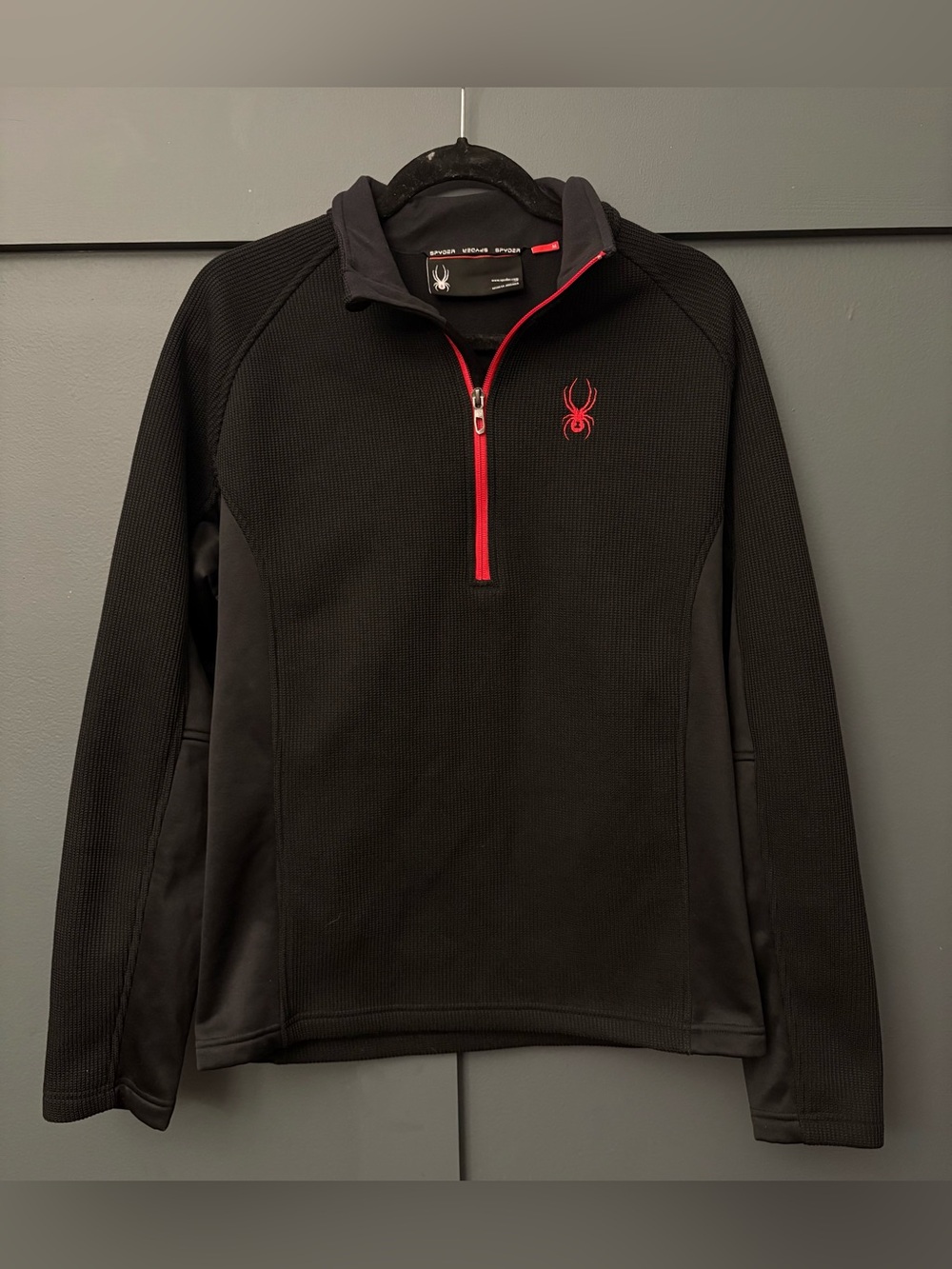 Spyder Quarterzip Pullover Sweater Size Medium Black Fleece Lined Collared